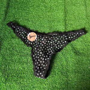 No Boundaries NOBO Floral Mesh Black Thong Underwear Panties Plus Size XXXL NEW
